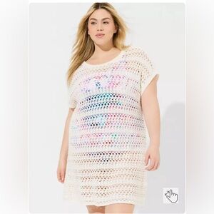 Torrid Cream Crochet Swim Cover-Up